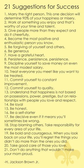 21 suggestions to success